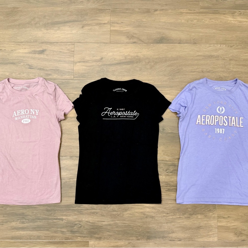 Aeropostale Trio: Pink, Black, and Lavender Tees